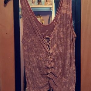 Grungy pink crop string top